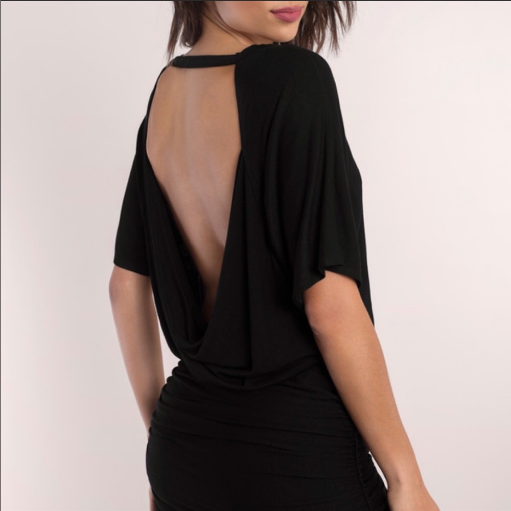 Tobi Black Draped Bodycon Dress